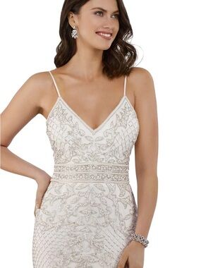 NTW LARA 51019 Shimmering Lattice Rendered Sheath Gown (size 10)